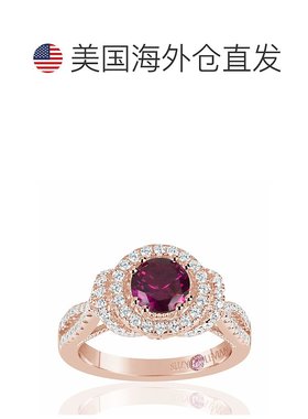 自营 Suzy Levian Rose 纯银打造红宝石和白色立方氧化锆周年纪念