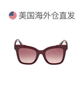自营max mara棕色MM0067醋酸纤维方形太阳镜-黑色 美国奥莱直发