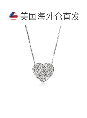 自营Ross-Simons Diamond Heart Pendant Necklace in 14kt White