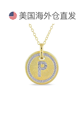 自营Mimi & Max P 镀黄纯银首字母钻石配饰吊坠配链条 - 黄色 美