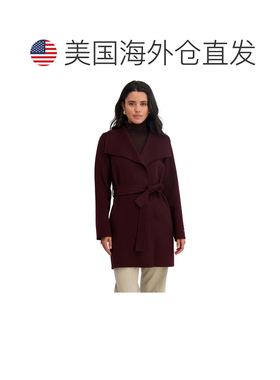 自营TAHARI Women's Double Face Wool-Blend Belted Coat - choc