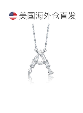 自营geneviveSterling Silver White Gold Plated with Clear Cub