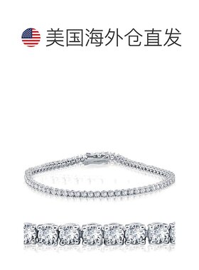 自营 pompeii33 克拉圆形切割实验室种植钻石网球手链 14k 白金 7