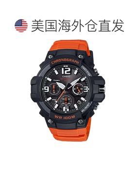 自营Casio Men’s Black Dial Chronograph Watch with Orange Re