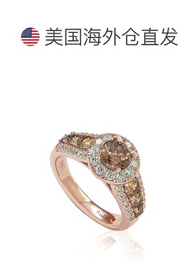 自营 Suzy Levian Bridal Rose 纯银棕色和白色立方氧化锆订婚戒