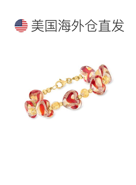 自营Ross-Simons 意大利穆拉诺玻璃心形手链 18 克拉金纯银 - 7