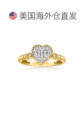 自营Ross-Simons Diamond Heart Beaded Ring in 18kt Gold Over