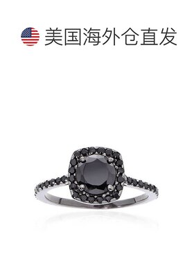 自营 pompeii31 1/2 克拉黑钻垫形光环戒指 14K 黑金 - 14k 白金