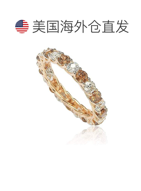 自营Suzy Levian 棕色和白色立方氧化锆玫瑰纯银永恒戒指 - 棕色
