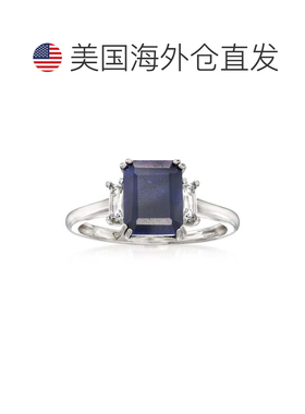自营 Ross-Simons 蓝宝石戒指带 .纯银白色托帕石 - 蓝色 美国奥