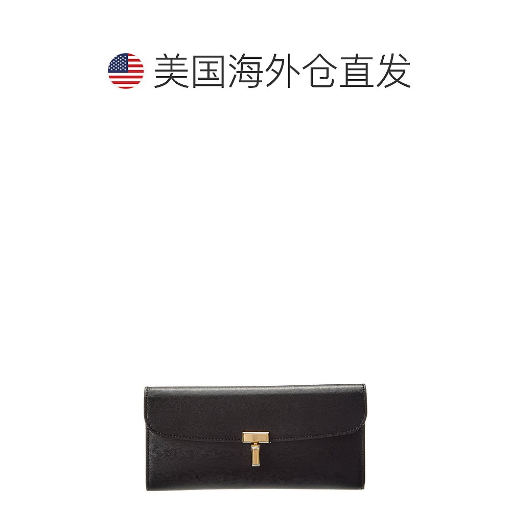 自营TOTEME T-Lock Fold-Over Leather Continental Wallet - bla - 图1