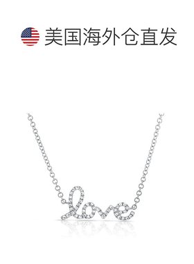 自营sabrina14k 金 & 钻石 Script Love 项链 - 白色 美国奥莱直