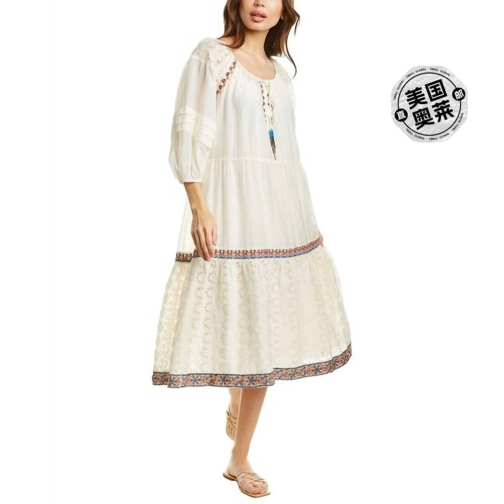 johnny wasRingo Peasant Dress In Sapphire Blue sapphire blue - 图0