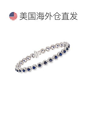 自营ross-simons14 克拉白金罗斯-西蒙斯蓝宝石和钻石网球手链 -