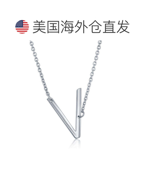 自营simona纯银侧面初始项链 - v 美国奥莱直发