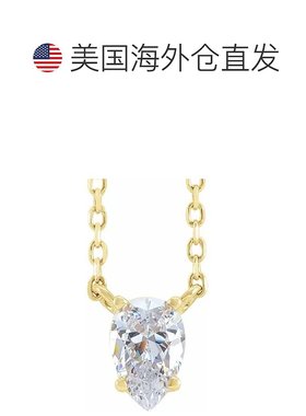自营pompeii31 克拉梨形钻石单石浮动吊坠黄金项链实验室培育 - 1