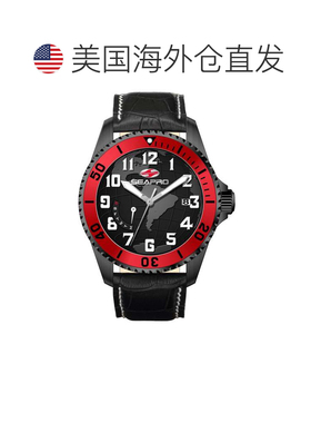 自营Seapro Men's Voyager Black Round 42mm - black 美国奥莱直