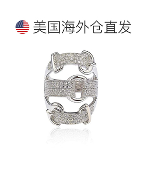 自营Suzy Levian 纯银立方氧化锆白色搭扣戒指 - 白色 美国奥莱直