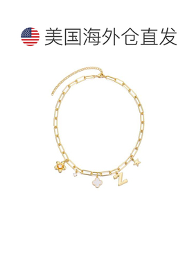 自营adornia14k Yellow Gold Plated Initial Chunky Charm Neckl