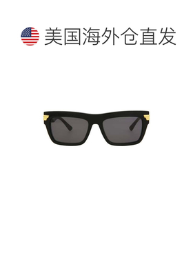 自营bottega veneta方形镜框金属太阳眼镜-黑色黑色灰色 美国奥莱