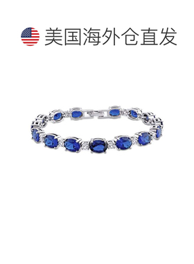 自营mimi & max32 CT TGW 椭圆形纯银蓝色和白色蓝宝石手链 - 白
