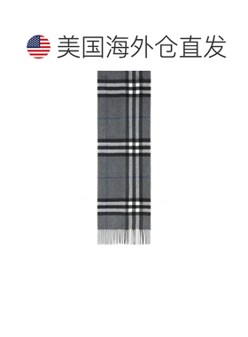 自营burberry'Mu Giant check灰色羊绒围巾-灰色 美国奥莱直发