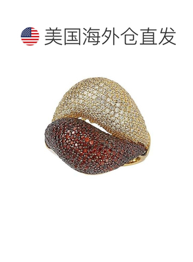 自营Suzy Levian 镀金红色和白色方晶锆石微密钉戒指 - 黄色 美国