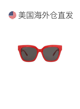 自营balenciaga方形镜框醋酸纤维太阳眼镜-红色红色灰色 美国奥莱