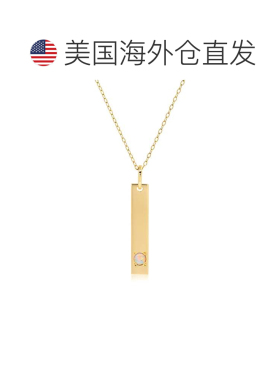 自营max + stone14k黄色金条吊坠项链，带3毫米小圆形宝石可调电1