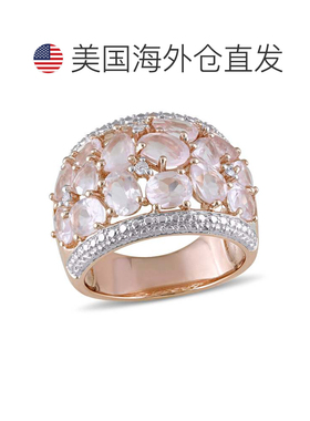 自营Mimi & Max 6ct TGW 玫瑰石英和钻石点缀花卉戒指（玫瑰银）-