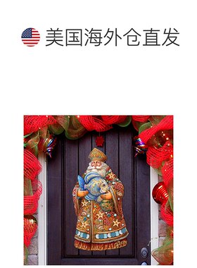 自营 圣诞老人与鱼节日门饰，G. Debrekht 设计 - 多色 美国奥莱