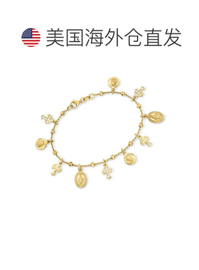 自营ross-simonsRoss Simons意大利18K金镀银宗教魅力手镯-7英寸