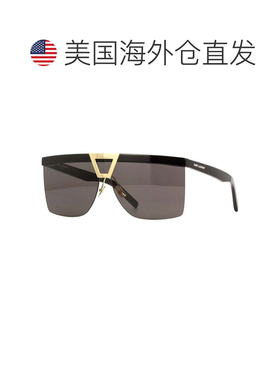 自营Saint Laurent Sunglasses Shield Semi Rim, Black Frame An