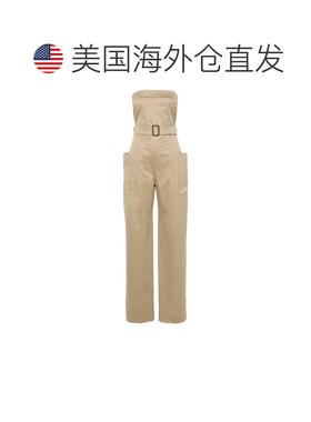 自营Saint Laurent Women's Strapless Belted Cotton Jumpsuit -