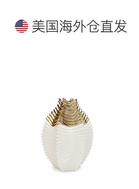 自营 vivience白色和金色椭圆形瓷花瓶 - 多色 美国奥莱直发