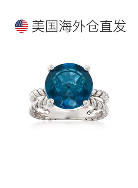 自营 925 纯银 Ross-Simons 伦敦蓝托帕石戒指 - 蓝色 美国奥莱直