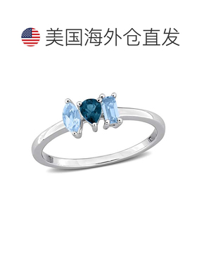 自营Mimi & Max Multi-Gem Three Stone Ring Sterling Silver -