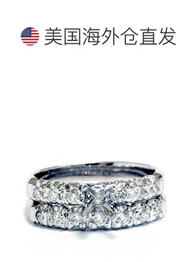 自营 pompeii3白金 1/2 克拉钻石半镶嵌订婚结婚戒指 - 14k 白金