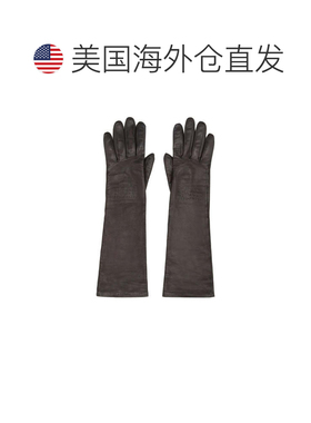 自营maison margielaMM6压花徽标皮革手套-灰色 美国奥莱直发