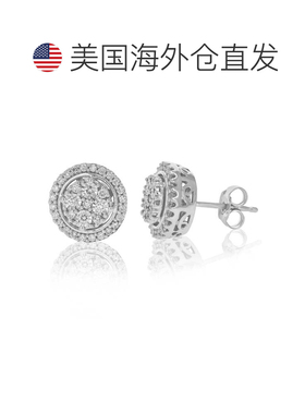 自营vir jewels1/2 克拉圆形实验室培育钻石耳钉 .925 纯银爪镶后