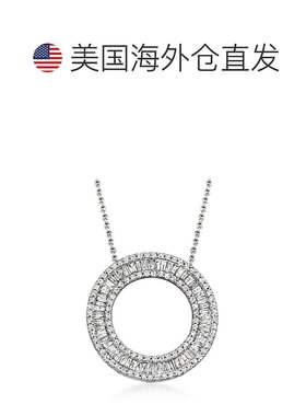 自营 925 纯银 Ross-Simons 钻石圆形吊坠项链 - 20 英寸 美国奥