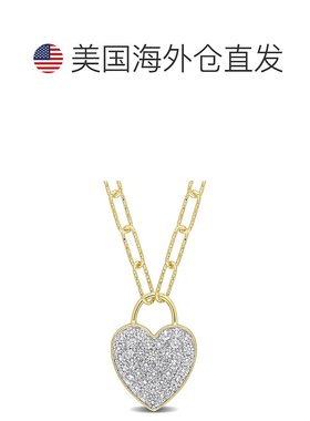 自营 mimi & max1 1/8 CT TGW 打造白色蓝宝石心形密钉吊坠，镀黄