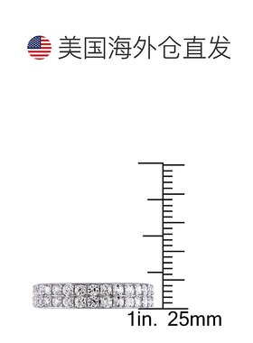 美国直邮Julianna B戒指纯银白色蓝宝石双排镶嵌时尚设计感简约