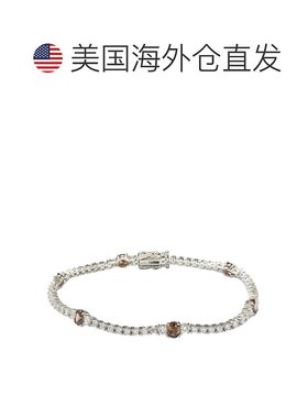 自营 Suzy Levian 纯银棕色和白色方晶锆石网球手链 - 棕色 美国