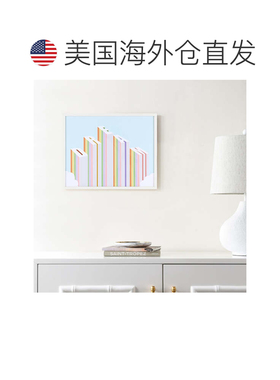 自营Safavieh 彩虹愿望裱框墙画 - 天蓝色/粉红色 美国奥莱直发