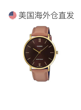 自营Casio Men’s Brown Leather Watch with Brown Dial - MTP-V