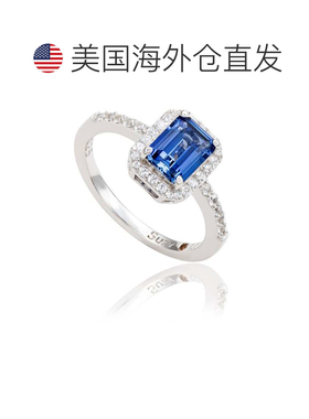 自营Suzy Levian Sterling Silver Emerald Cut Blue Sapphire &