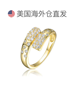 自营genevive纯银镀金透明立方氧化锆搭桥戒指 - 金色 美国奥莱