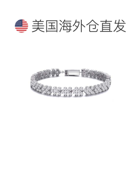 自营GENEVIVE 纯银立方氧化锆簇状网球手链 - 银白色 美国奥莱直
