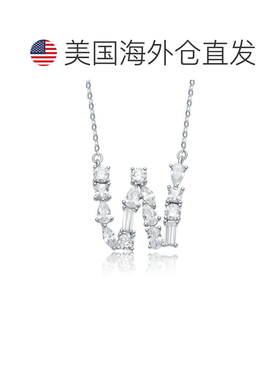 自营geneviveSterling Silver White Gold Plated with Clear Cub